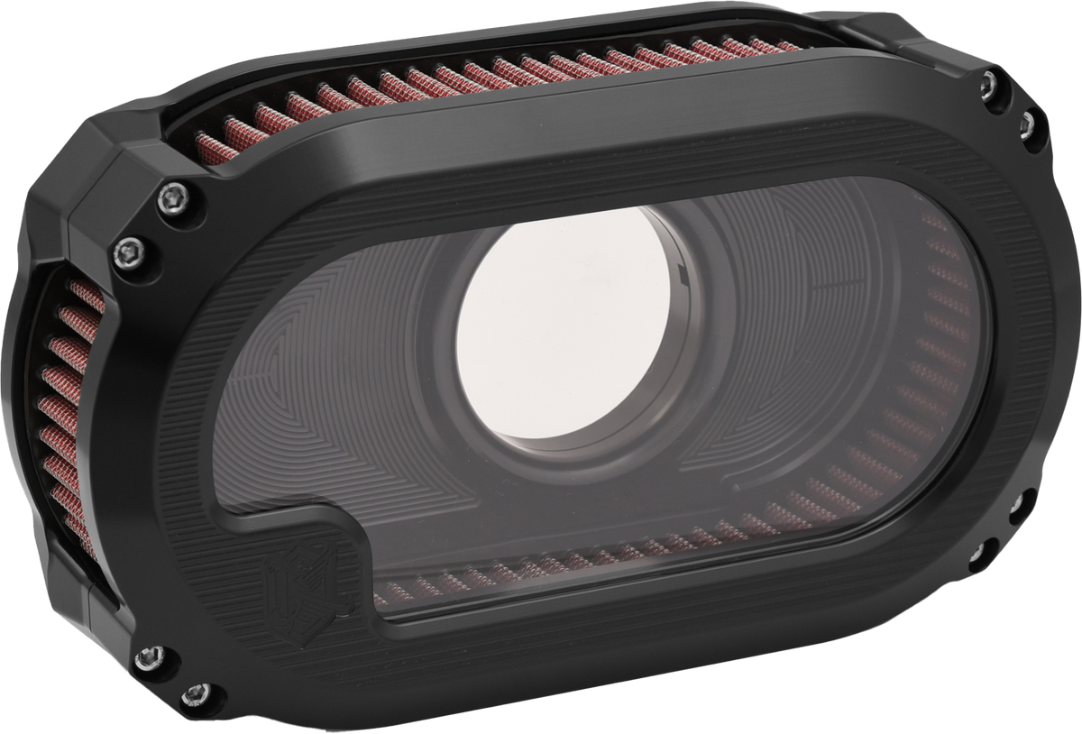 KENS FACTORY NXT-03B Black Washable Air Cleaner with See-Through Design for Harley Davidson V-Twin Models