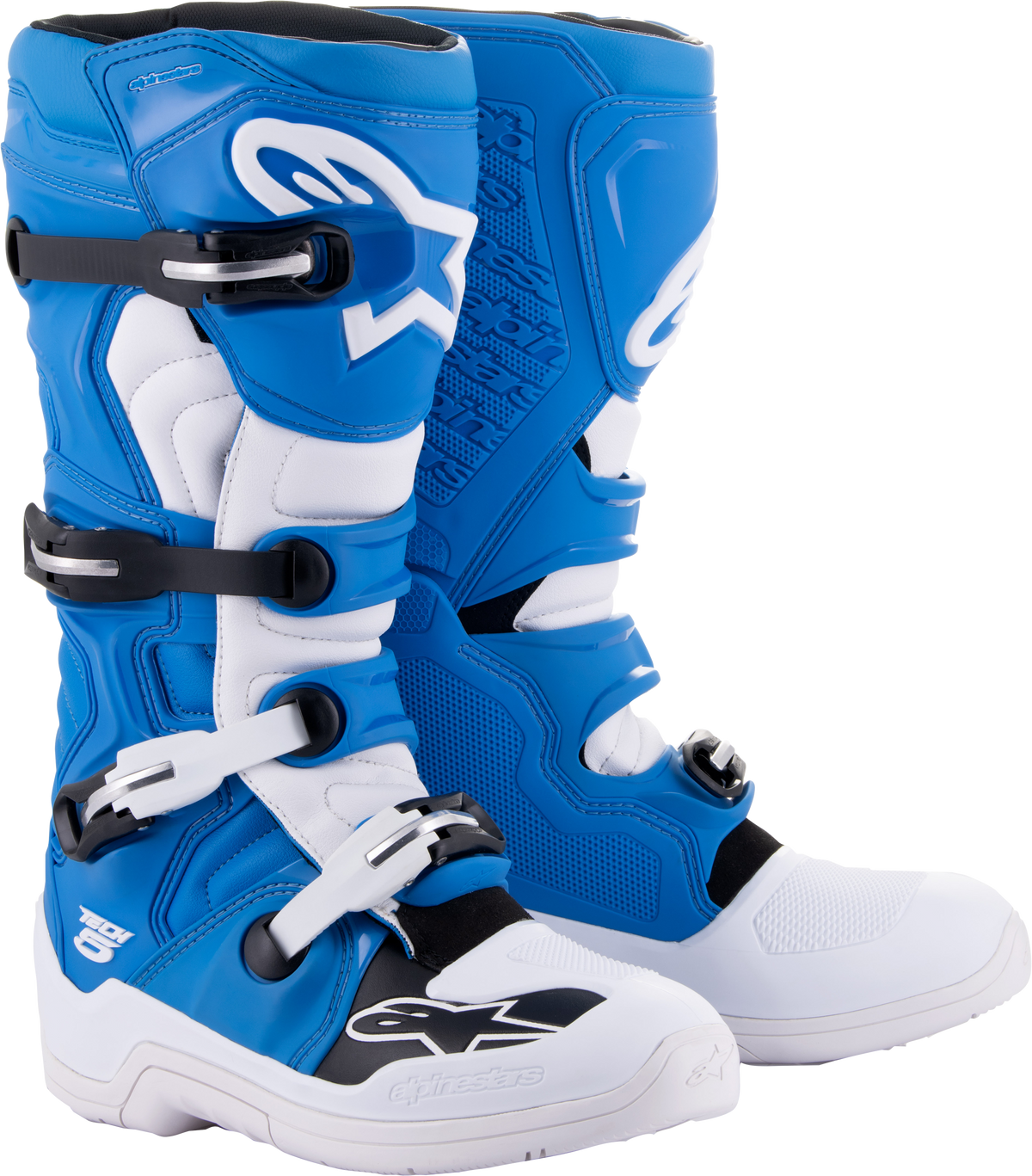 Alpinestars Tech 5 Offroad Boots Blue/White Size 6 - Durable Multi-Material Construction for Motocross and Off-Road Riding