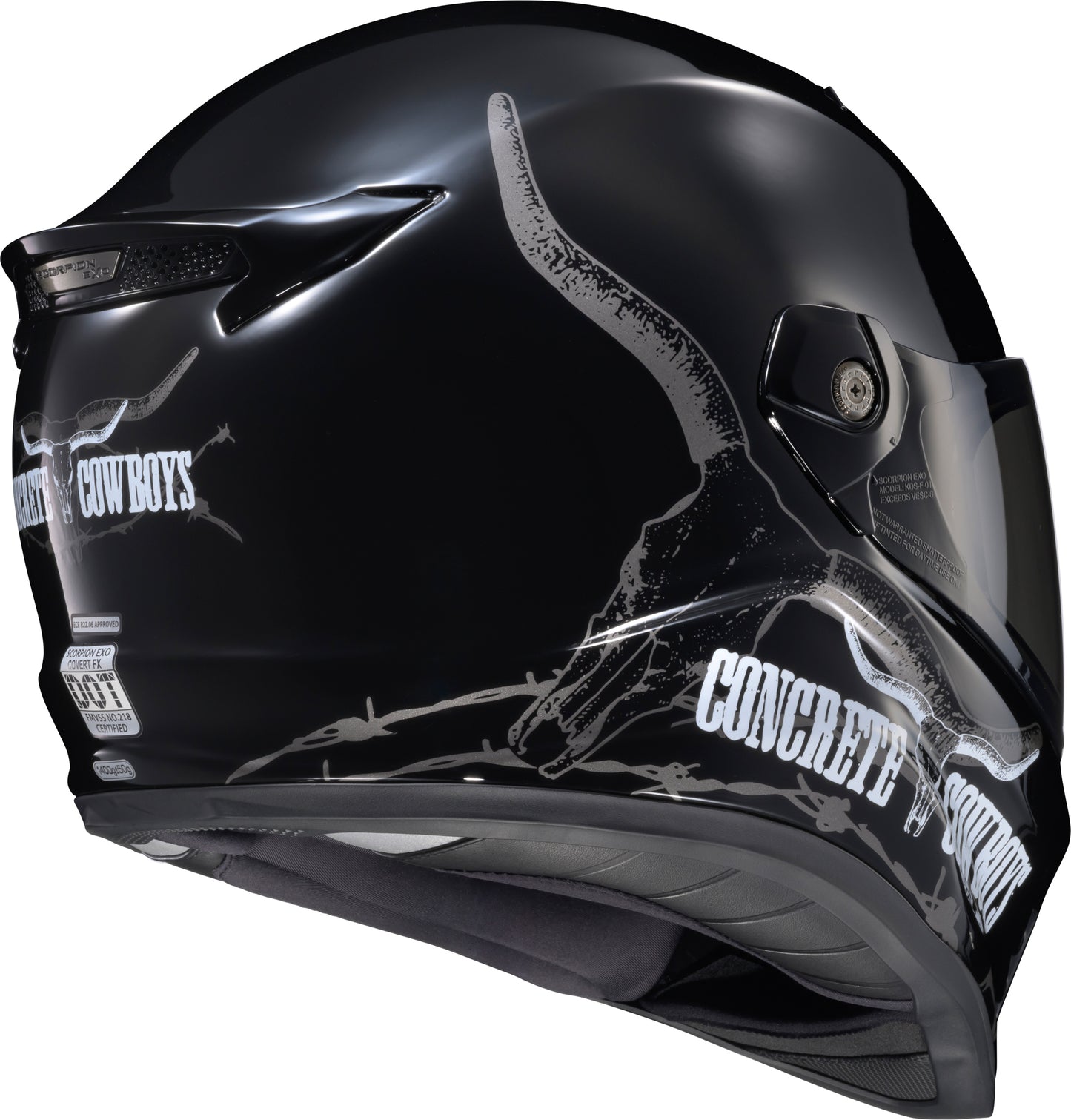 ScorpionEXO Covert FX Full Face Helmet Concrete Cowboys Gloss Black Large