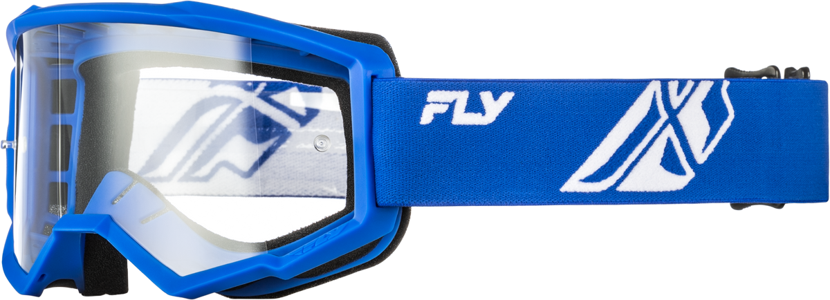 Fly Racing Focus Offroad Goggles with Clear Lens – Blue/White, Model FOCUS