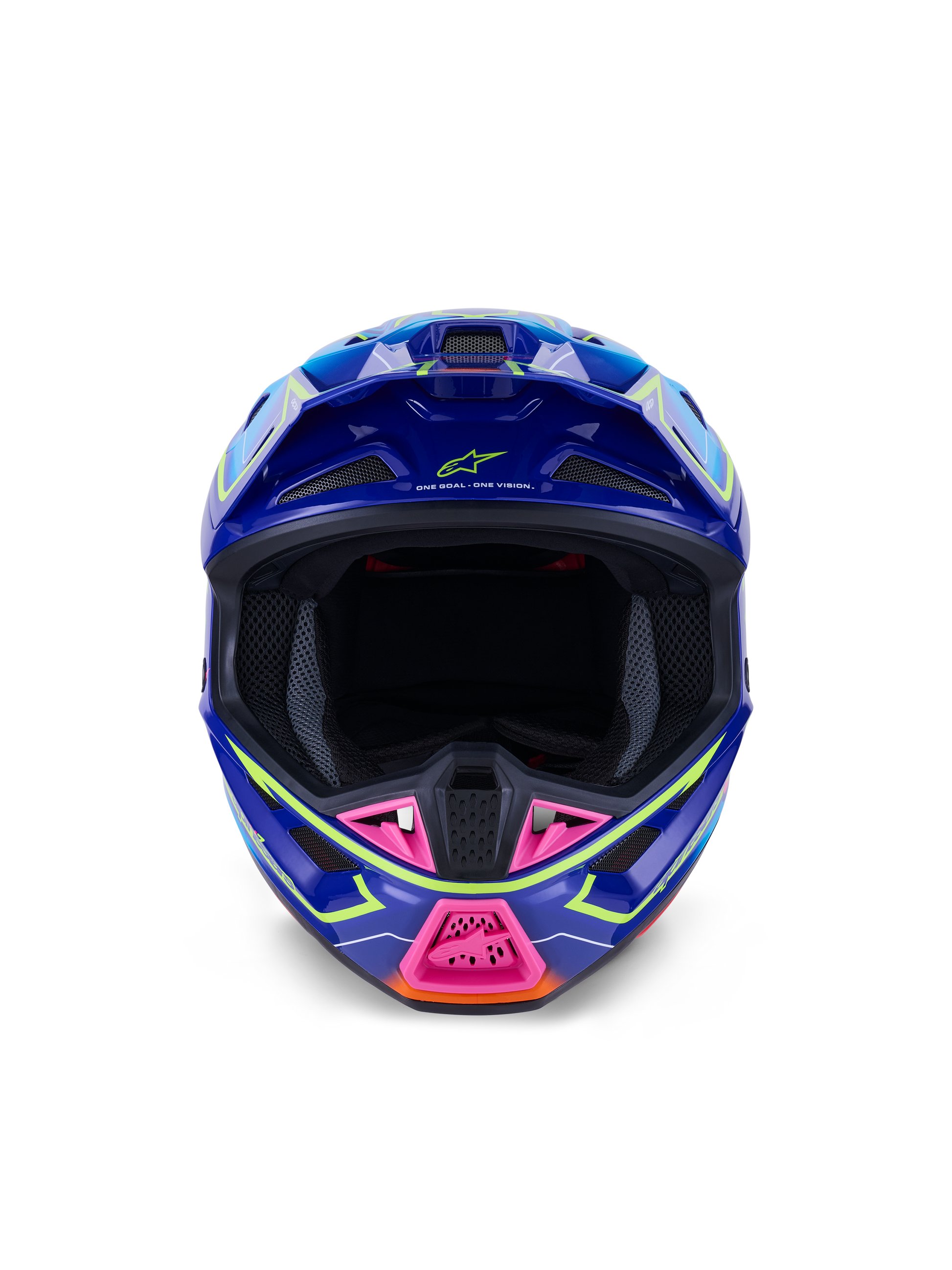 Alpinestars SM7 Offroad Helmet Large - Blue, Pink & Yellow Fluorescent Gloss Finish