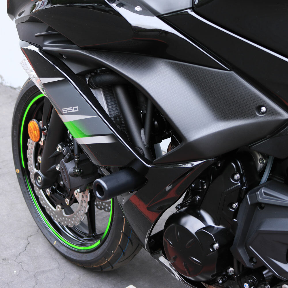 Shogun Motorsports Black Frame Sliders for Kawasaki Ninja 650 and Z650 (Part #750-4519)