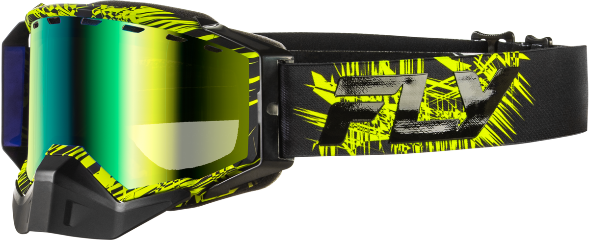Fly Racing Zone Snow Goggle in Green/Black with Green Mirror and Amber Lens