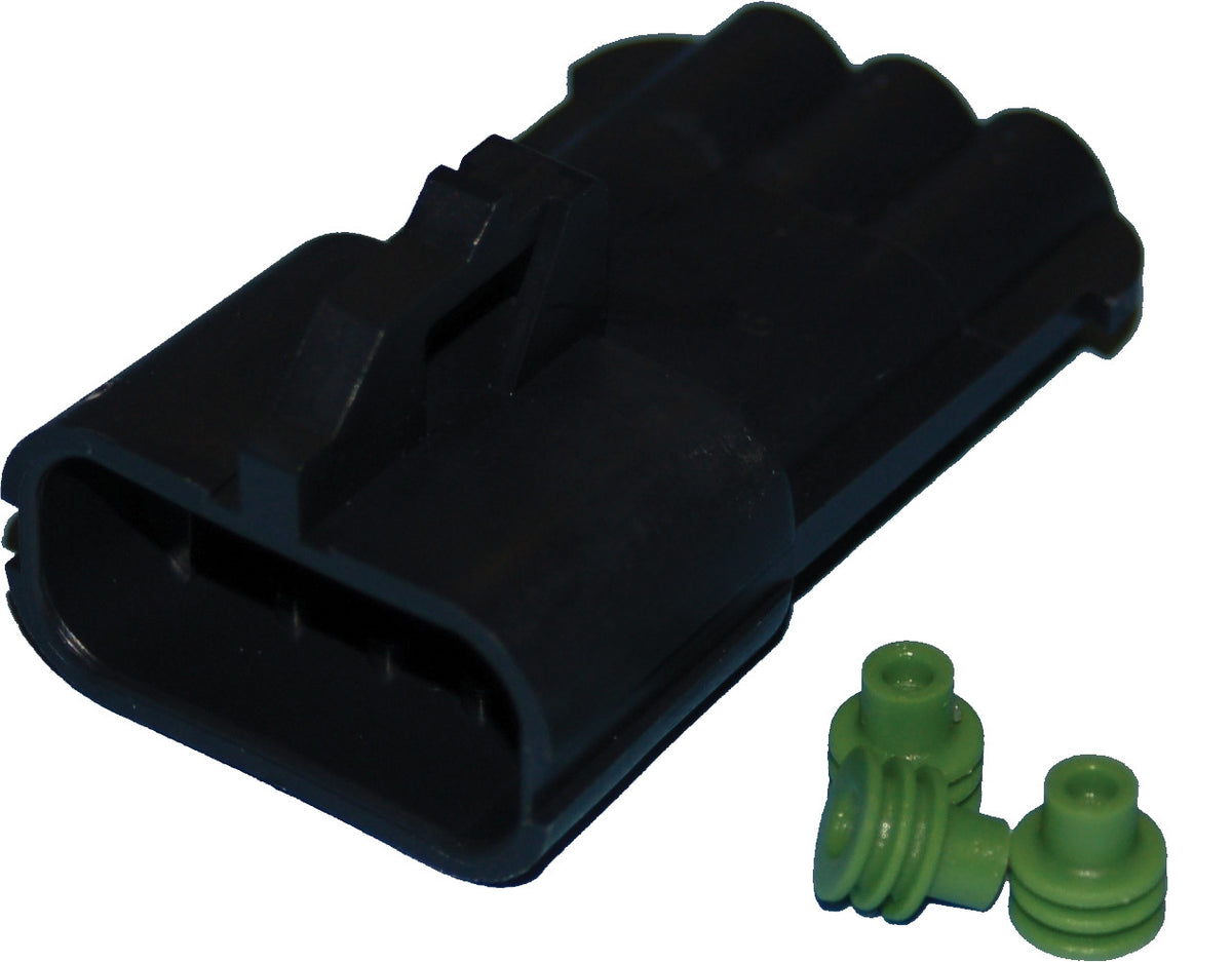 NAMZ CUSTOM CYCLE Delphi Packard Weatherpack 3 Wire Male Connector NDP-38064