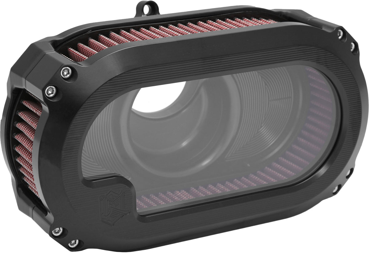 KENS FACTORY NXT-05B V-Twin Black Air Cleaner with Glass Cover for Harley Davidson Touring Models