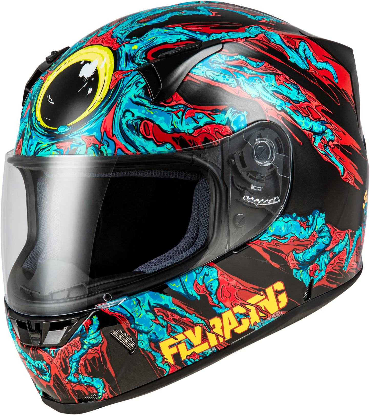 Fly Racing Revolt Space Creep Helmet X-Small Light Blue/Black/Red – Full-Face Street Helmet with Enhanced Safety and Comfort