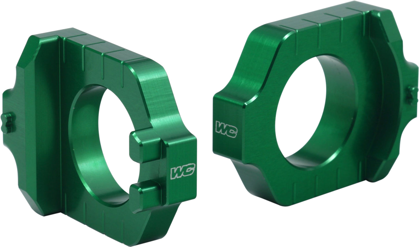 Works Elite Axle Block Kit for Kawasaki KX250F - CNC Machined Aluminum Floating Rear Axle Conversion
