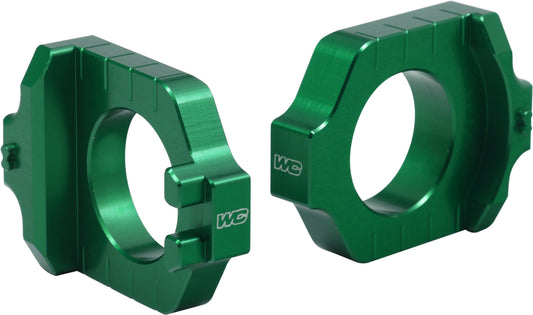 Works Elite Axle Block Kit for Kawasaki KX250F - CNC Machined Aluminum Floating Rear Axle Conversion