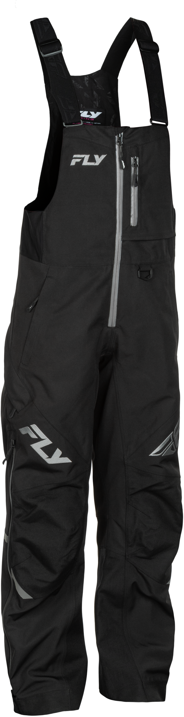 Fly Racing Women's Carbon Bibs Black/Grey Large – Snowproof Snow Bibs with Adjustable Fit and Reinforced Durability