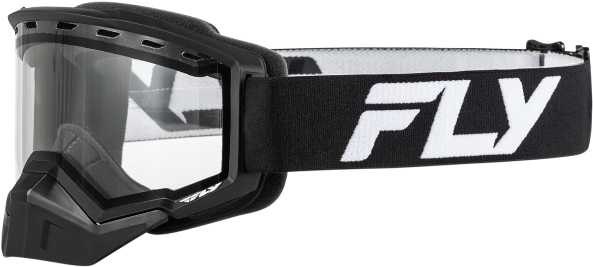 Fly Racing Yth Focus Snow Goggle Black/White with Clear Lens for Youth Snow Sports