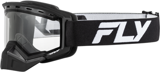 Fly Racing Yth Focus Snow Goggle Black/White with Clear Lens for Youth Snow Sports