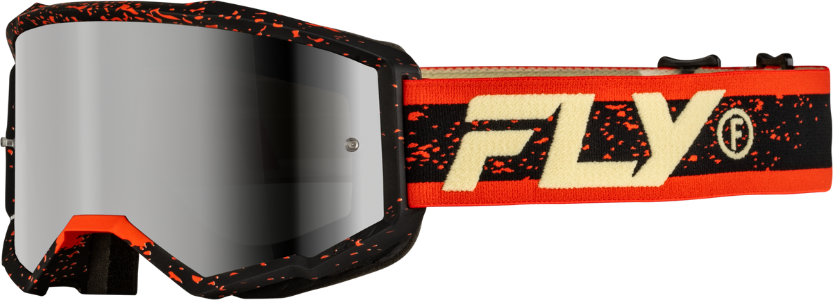 Fly Racing Zone Youth Offroad Goggles with Silver Mirror Smoke Lens, Black/Red/Cream