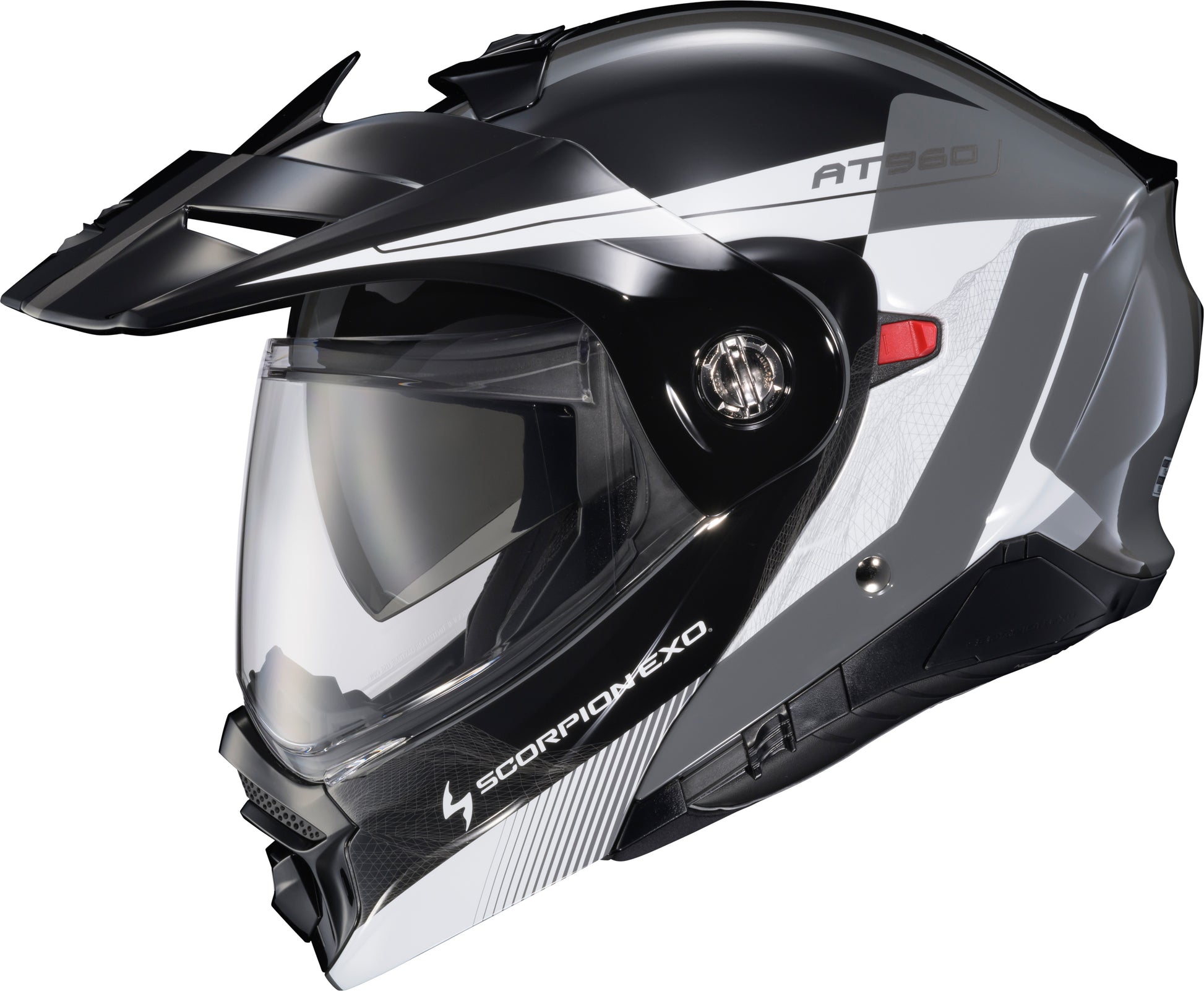 Scorpion EXO Exo AT960 Modular Helmet Topographic 2 in Black, White, and Grey, 2X-Large