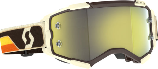 SCOTT Fury Goggle Deep Brown/Beige with Yellow Chrome Lens – Offroad Motocross Eyewear