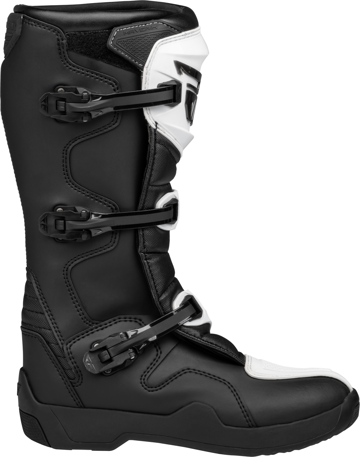 Fly Racing Maverik LT Offroad Boots White/Black Size 8 - Durable Motorcycle Footwear