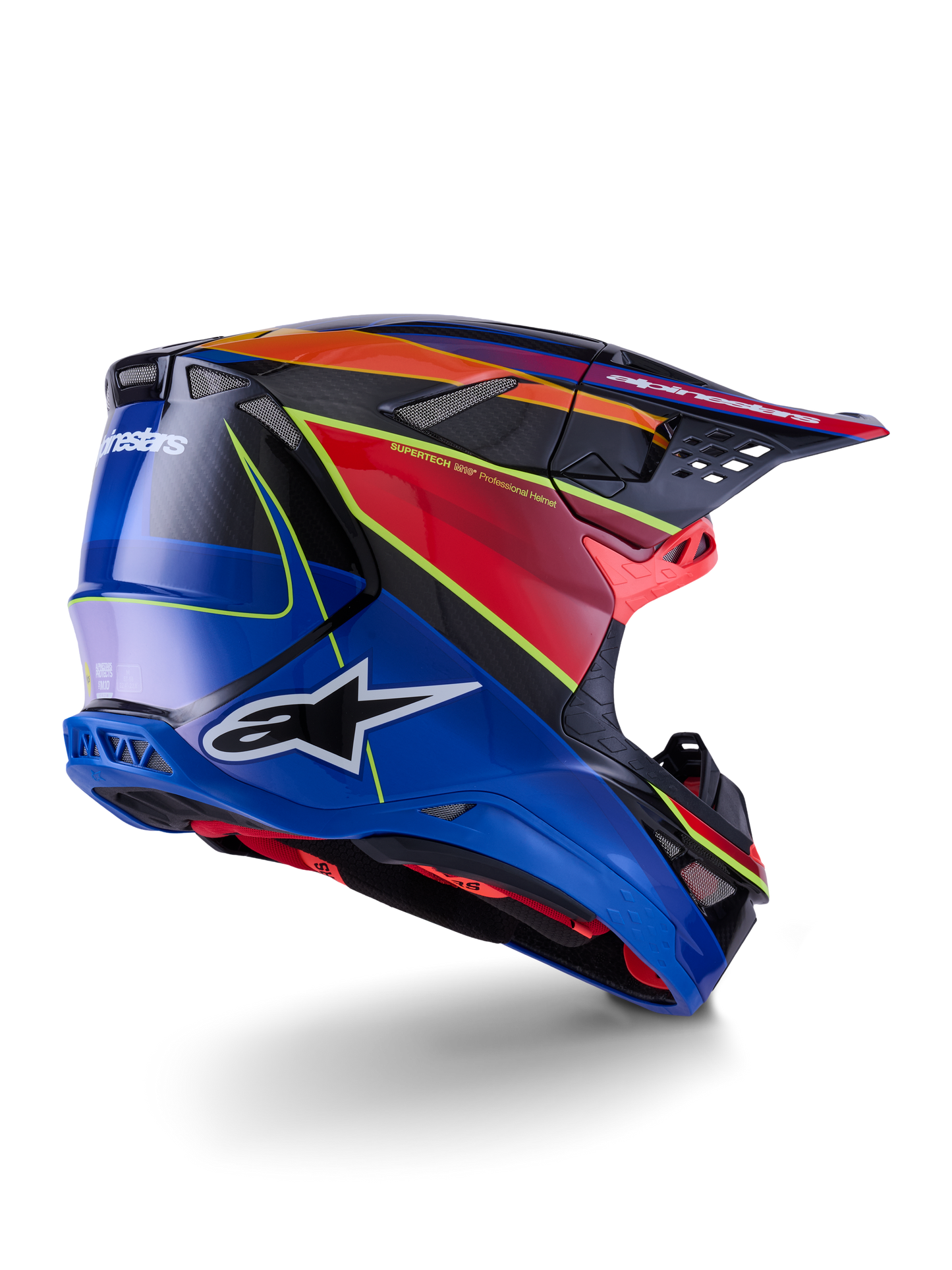 Alpinestars Supertech S M10 Era Off-Road Helmet - Blue/Red/Yellow Fluo Gloss Finish, Small