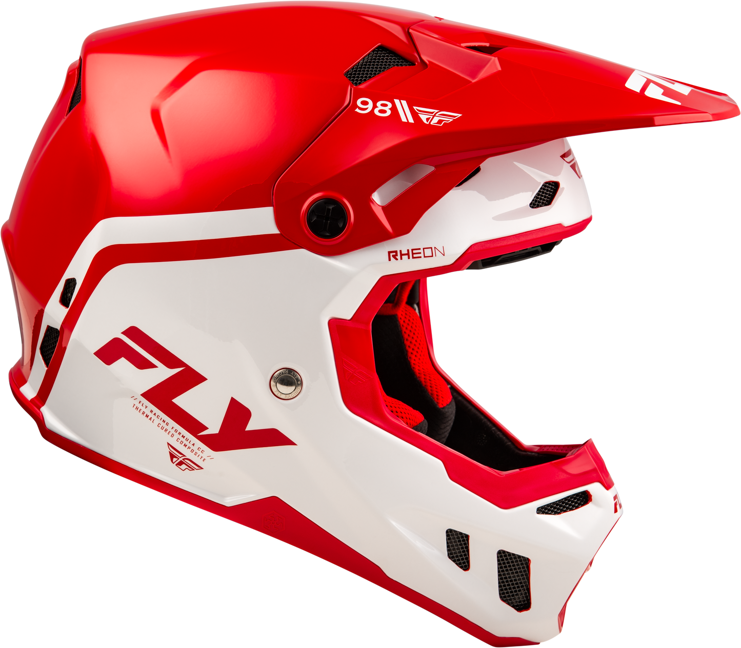 Fly Racing Formula CC Objective Helmet in Red/White – Small Offroad Full-Face Helmet with Advanced Safety Features