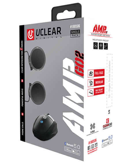 UCLEAR AMP GO2 Bluetooth Helmet Audio System with Dual Intercom and Customizable Sound