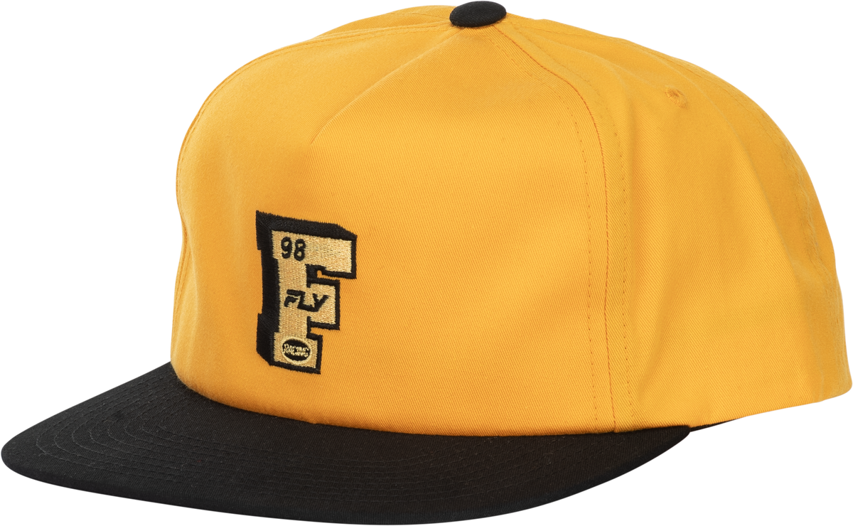 Fly Racing Varsity Mustard Hat with Embroidered Logo and Adjustable Snapback Closure