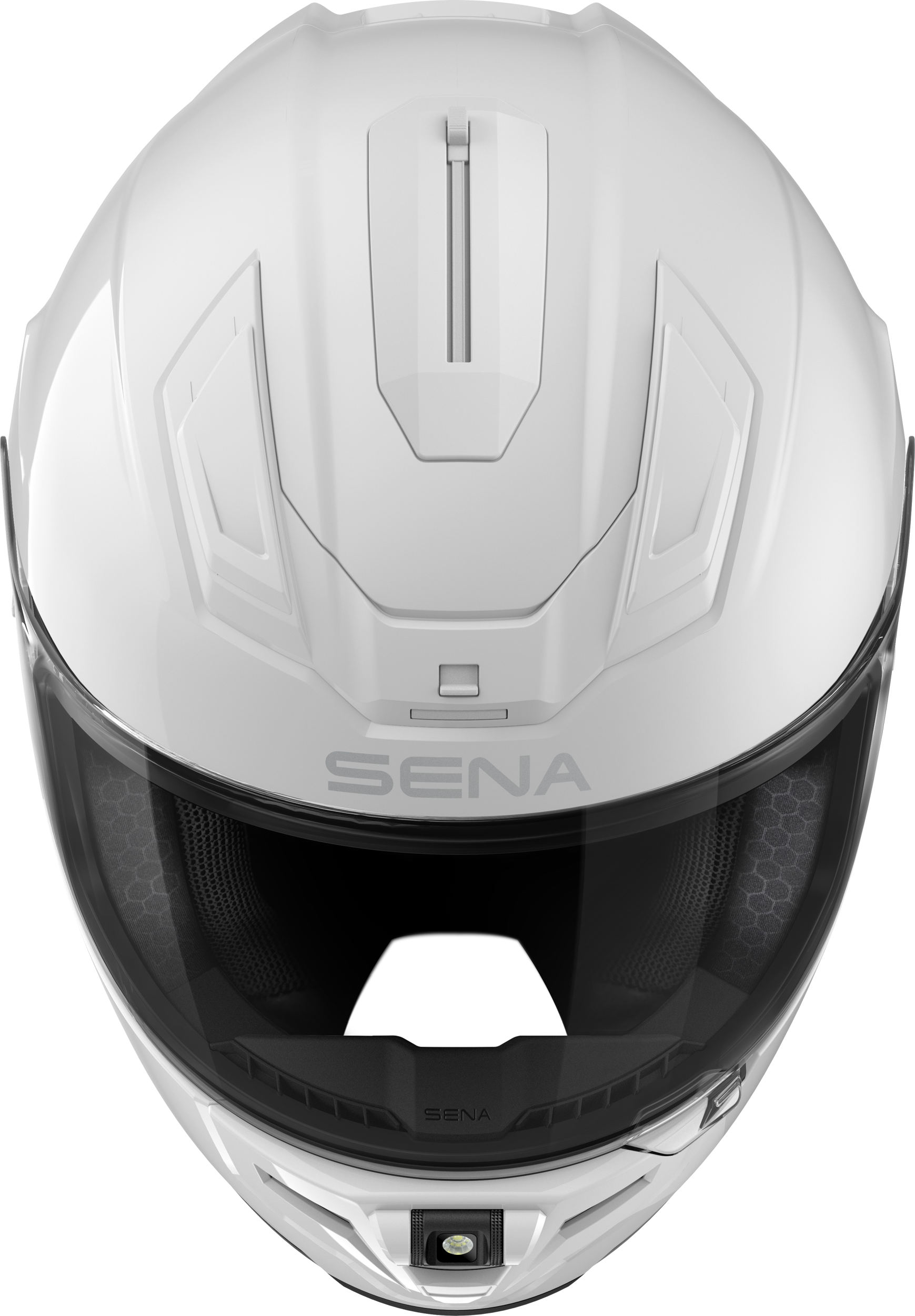 SENA Phantom Full-Face Mesh Communication Helmet - Glossy White, Medium