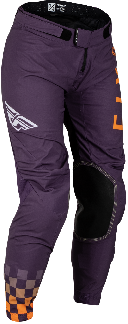 Fly Racing Women's Lite Pants in Deep Purple, White, and Neon Coral – Size US 07/08