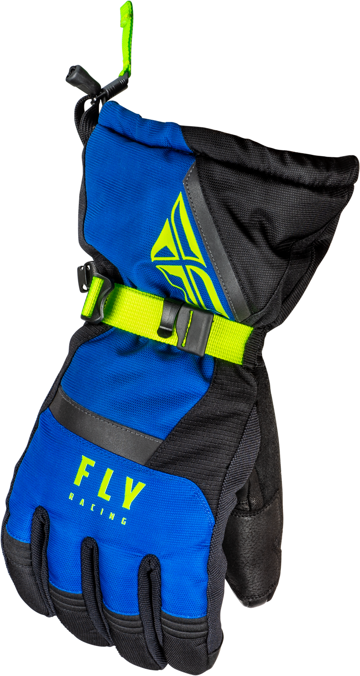 Fly Racing Cascade Gloves Small Black, Blue & Hi-Vis Yellow - Snow Cold Weather Gloves