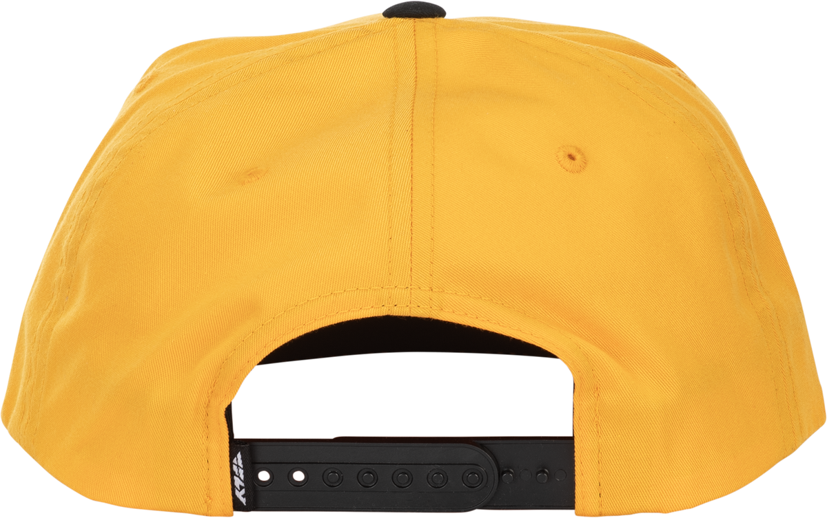 Fly Racing Varsity Mustard Hat with Embroidered Logo and Adjustable Snapback Closure