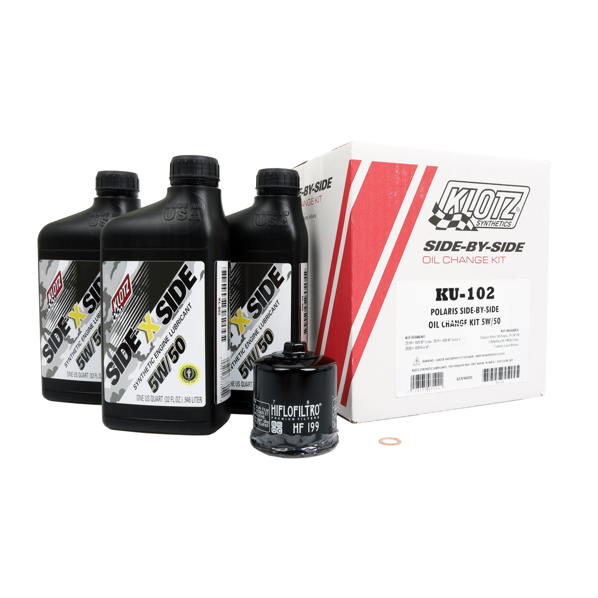 Klotz Sidexside Oil Change Kit 5W50 with Oil Filter for Polaris RZR XP & Pro XP Models