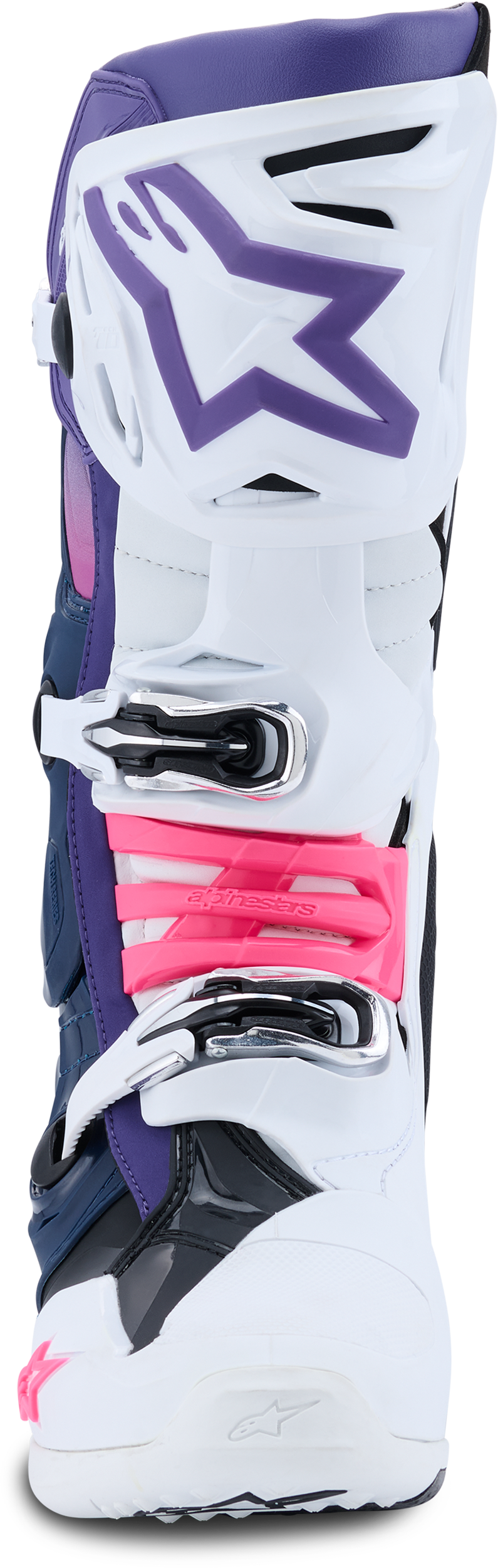 Alpinestars Tech 10 Offroad Boots in White, Violet, Navy Blue & Pink Fluo – US Size 09