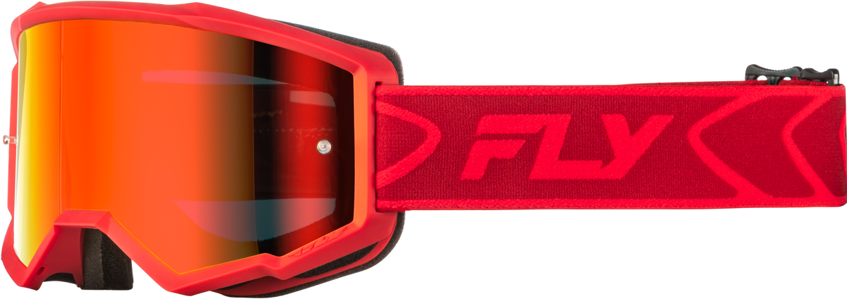 Fly Racing Zone Offroad Goggles with Red Mirror/Smoke Lens – Red/Crimson