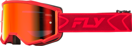 Fly Racing Zone Offroad Goggles with Red Mirror/Smoke Lens – Red/Crimson