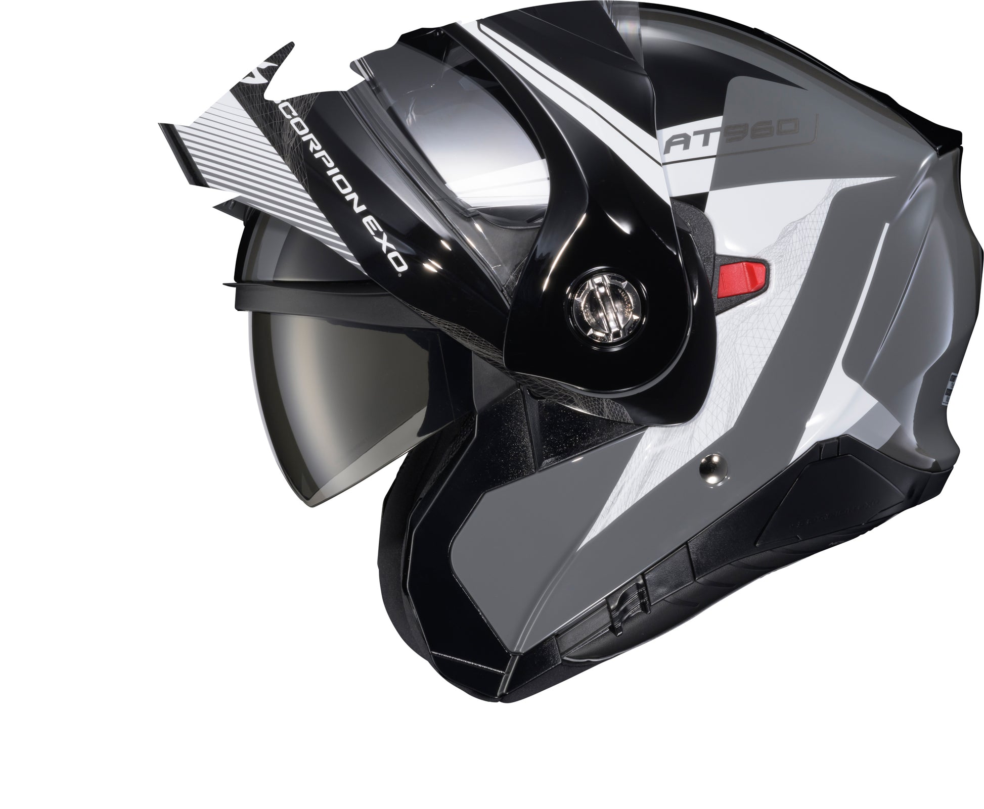 Scorpion EXO EXO-AT960 Modular Helmet with Topographic 2 Design - X-Large Black/White/Grey