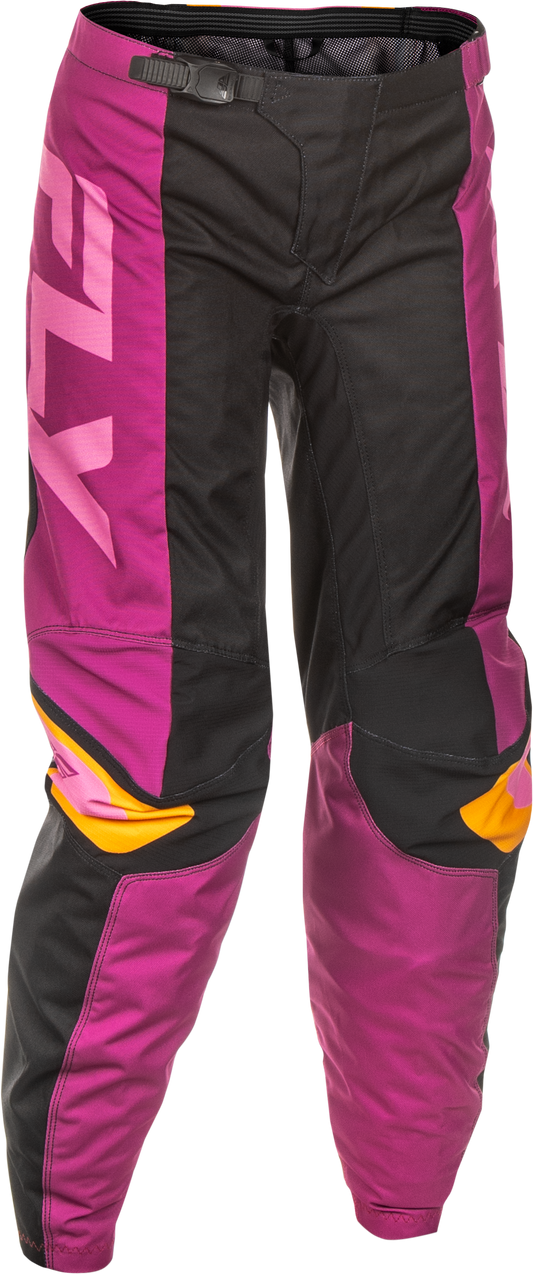 Fly Racing Women's F-16 Offroad Pants - Size US 0/02, Black, Mauve & Yellow