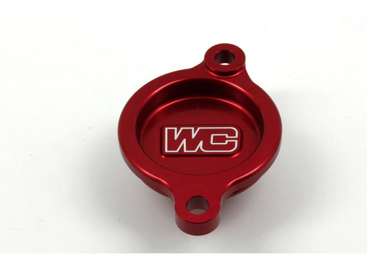 WORKS CNC Machined Oil Filter Cover for Honda CRF450 Series - Red, Black, or Blue