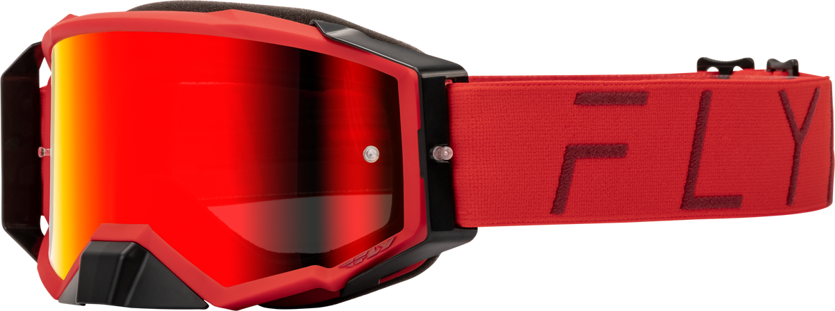 Fly Racing Zone Pro Offroad Goggle with Red Mirror/Smoke Lens - Red
