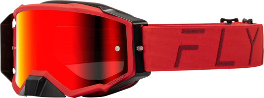 Fly Racing Zone Pro Offroad Goggle with Red Mirror/Smoke Lens - Red