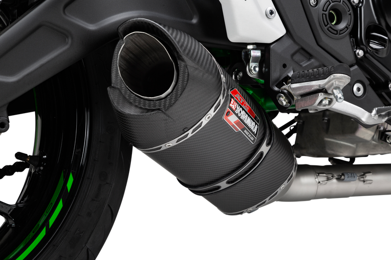 Yoshimura AT2 Slip-On Muffler for Street Bikes - Stainless Steel with Matte Carbon Fiber End Cap
