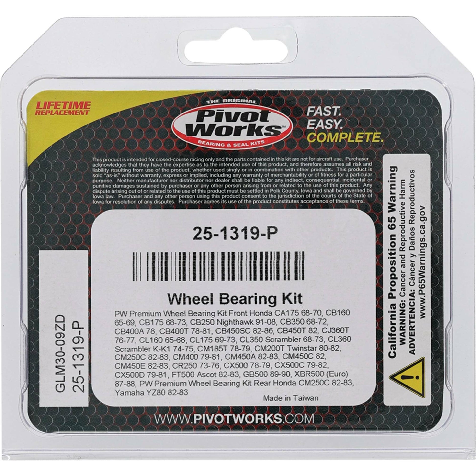 Pivot Works Wheel Bearing Kit Premium for Offroad Drive Applications – Fits Yamaha Venture 600 and Honda CR250M Models