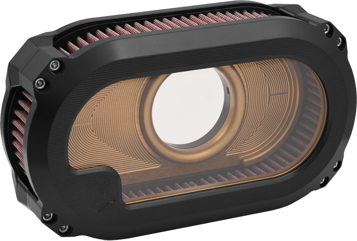 KENS FACTORY NXT-03BG V-Twin Black and Gold Washable Air Cleaner with See-Through Design for Harley Davidson