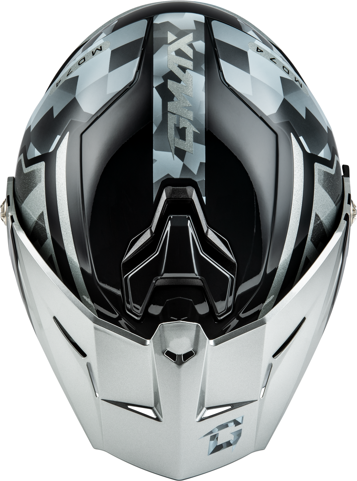 GMAX MD-74 Striker Modular Helmet with Mirror Silver Lens and Silver/Blue Metallic Finish