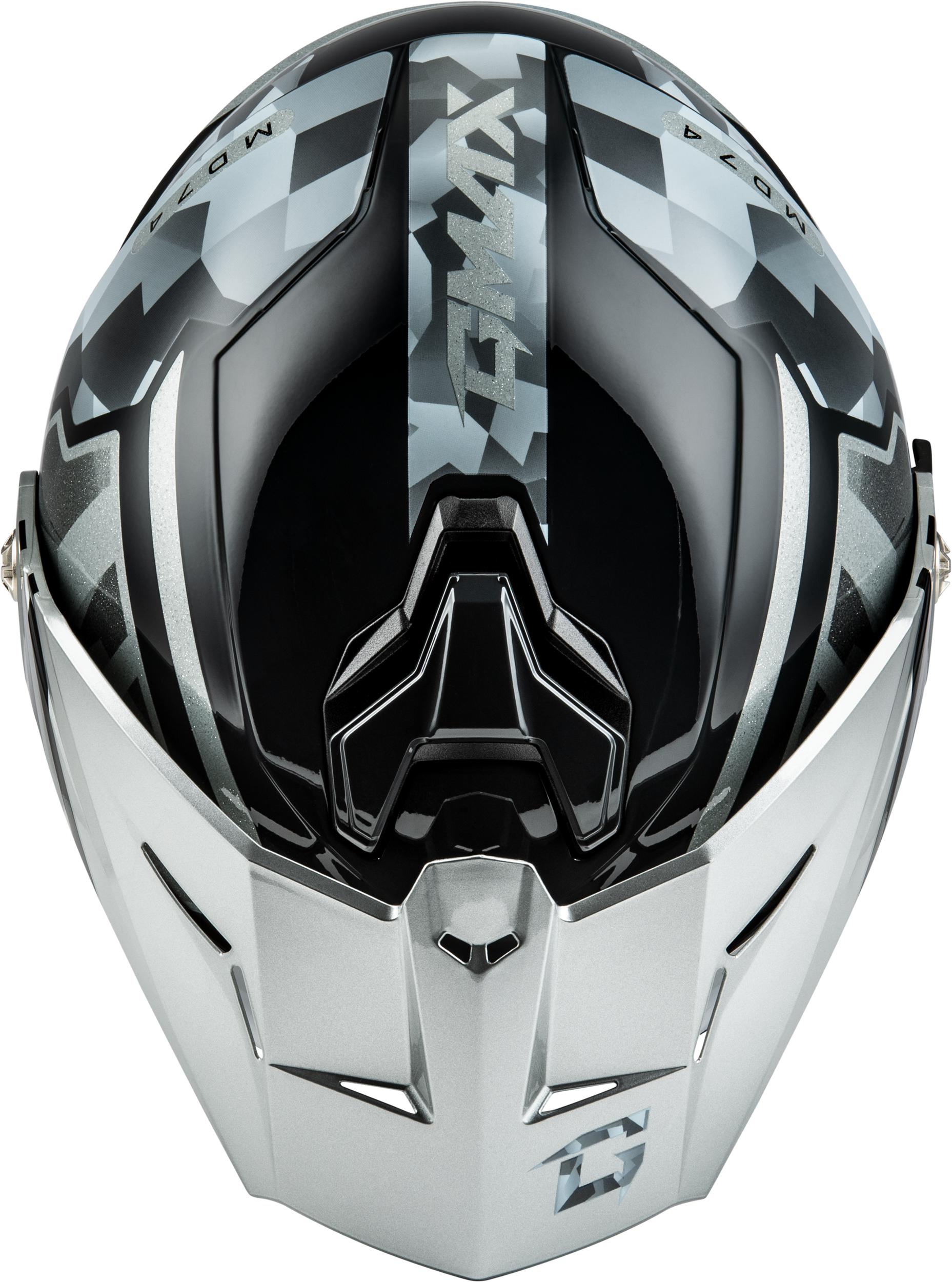 GMAX MD-74 Striker Modular Helmet with Mirror Silver Lens and Silver/Blue Metallic Finish