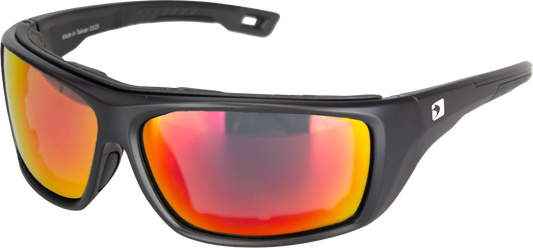 Bobster Deadwood Sunglasses Matte Black with Red Revo Lens
