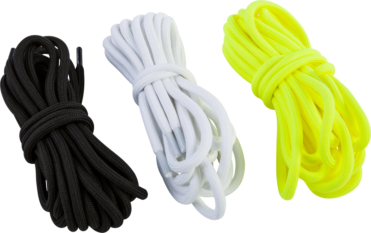 Fly Racing Marker Boot Laces 3-Pack in Black, Hi-Vis Yellow, and White