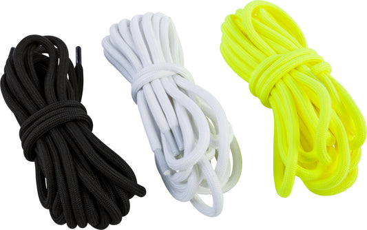 Fly Racing Marker Boot Laces 3-Pack in Black, Hi-Vis Yellow, and White