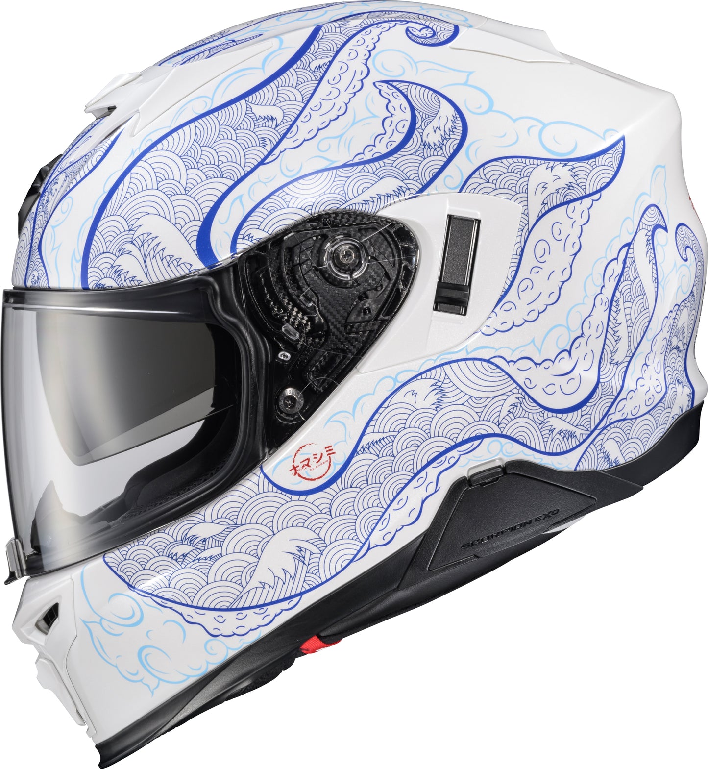 Scorpion EXO Exo T520 Helmet Nama Shimi Large White/Blue – Street Full-Face Safety Gear
