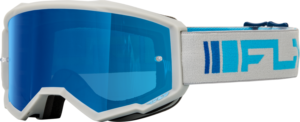 Fly Racing Youth Zone Goggle Silver/Blue with Blue Mirror Smoke Lens