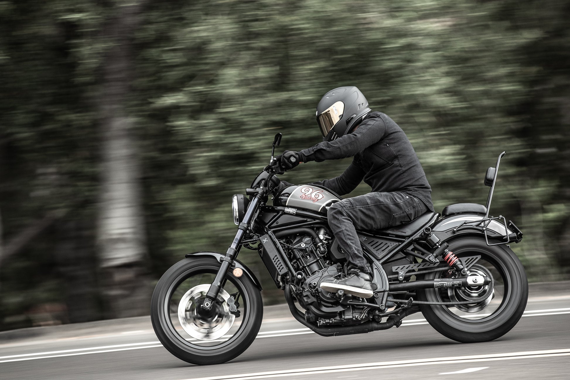 Burly Brand B10-3003TB Slash Cut Side Cover Set for Honda CMX1100 Rebel (Black)