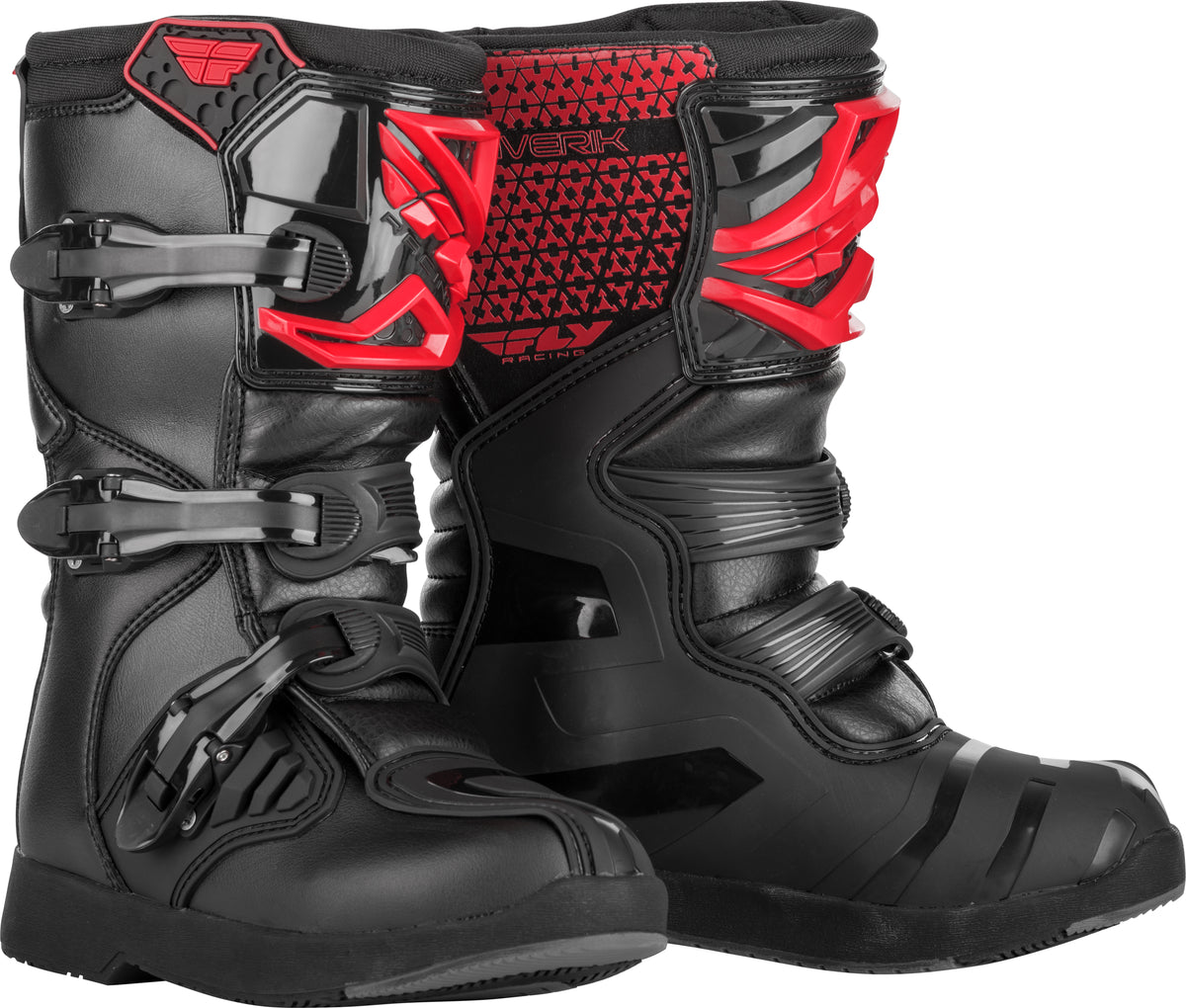 Fly Racing Youth Maverik Boots in Red and Black, Size US 2