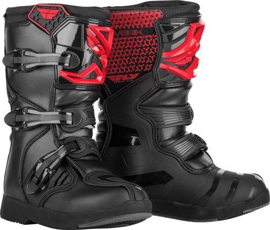 Fly Racing Youth Maverik Boots in Red and Black, Size US 2