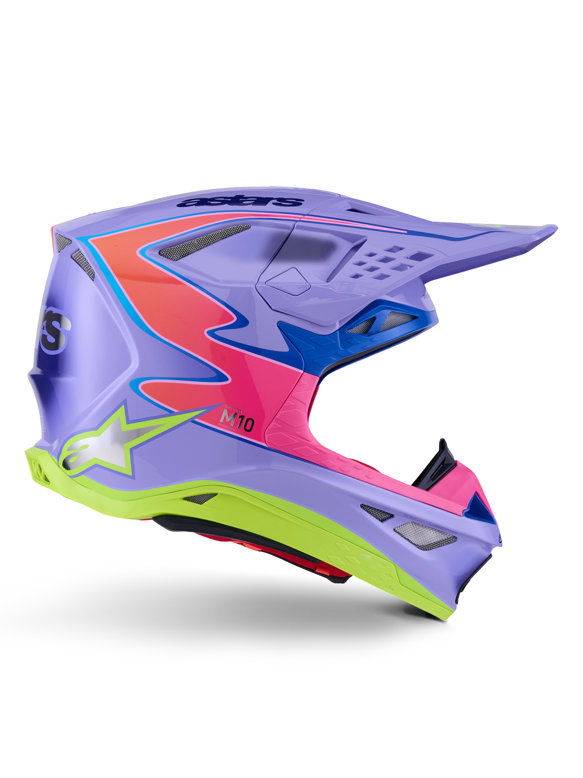 Alpinestars S-M10 Jett Lawrence Off-Road Helmet – Small, Gloss Finish in Purple/Pink Fluo & Yellow Fluo